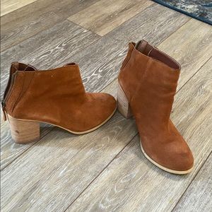 Brown cow suede boots